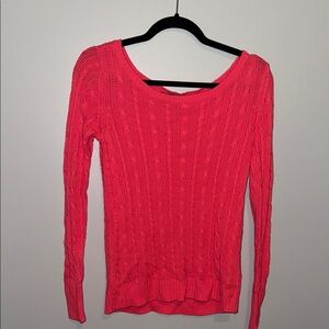 American Eagle Women's Pink Cable Knit Sweater